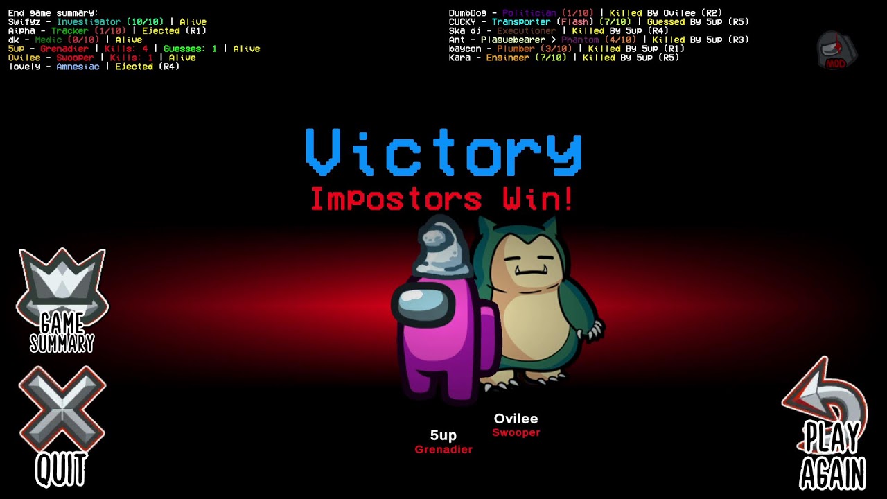 A master among us player returns to the game