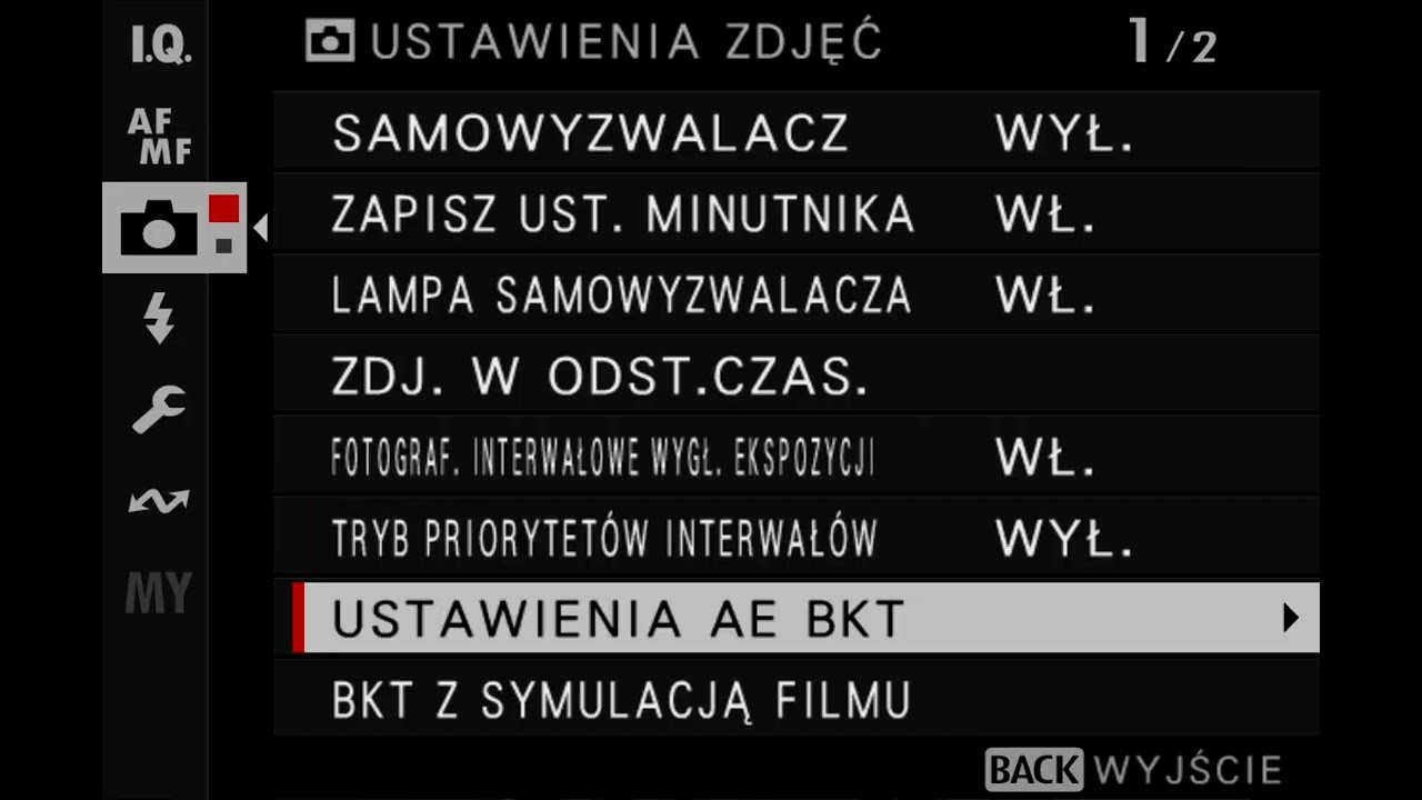 Fujifilm GFX100RF - menu ustawień zdjęć