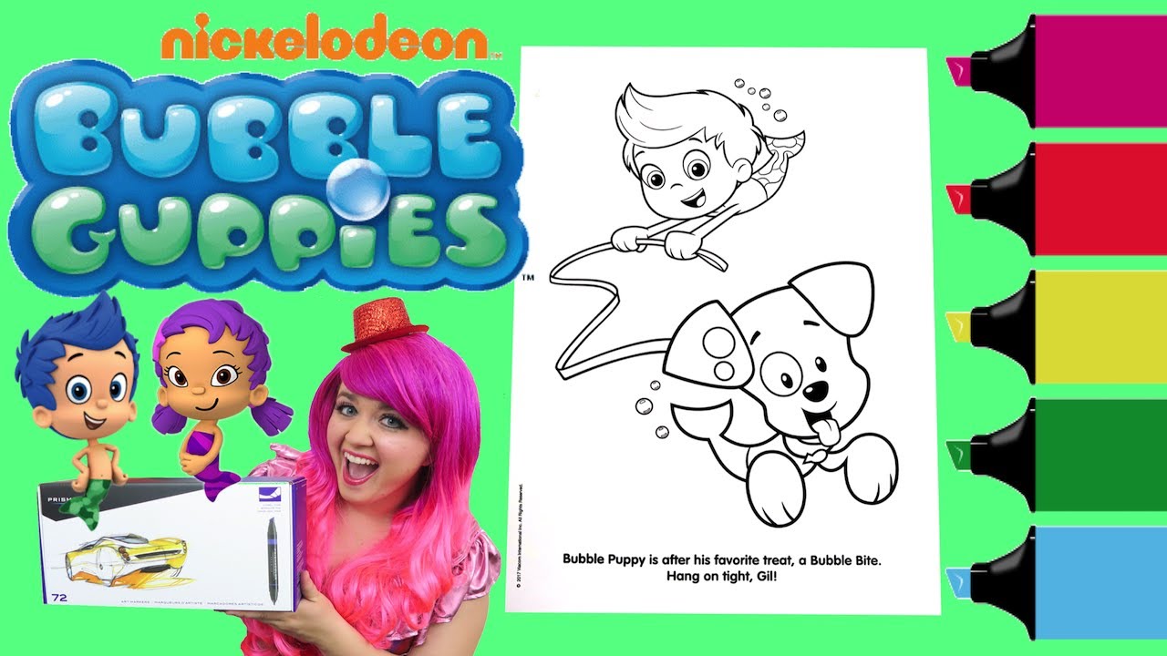 Coloring Bubble Guppies Puppy & Gil Coloring Book Page Colored Markers Prismacolor | KiMMi THE CLOWN