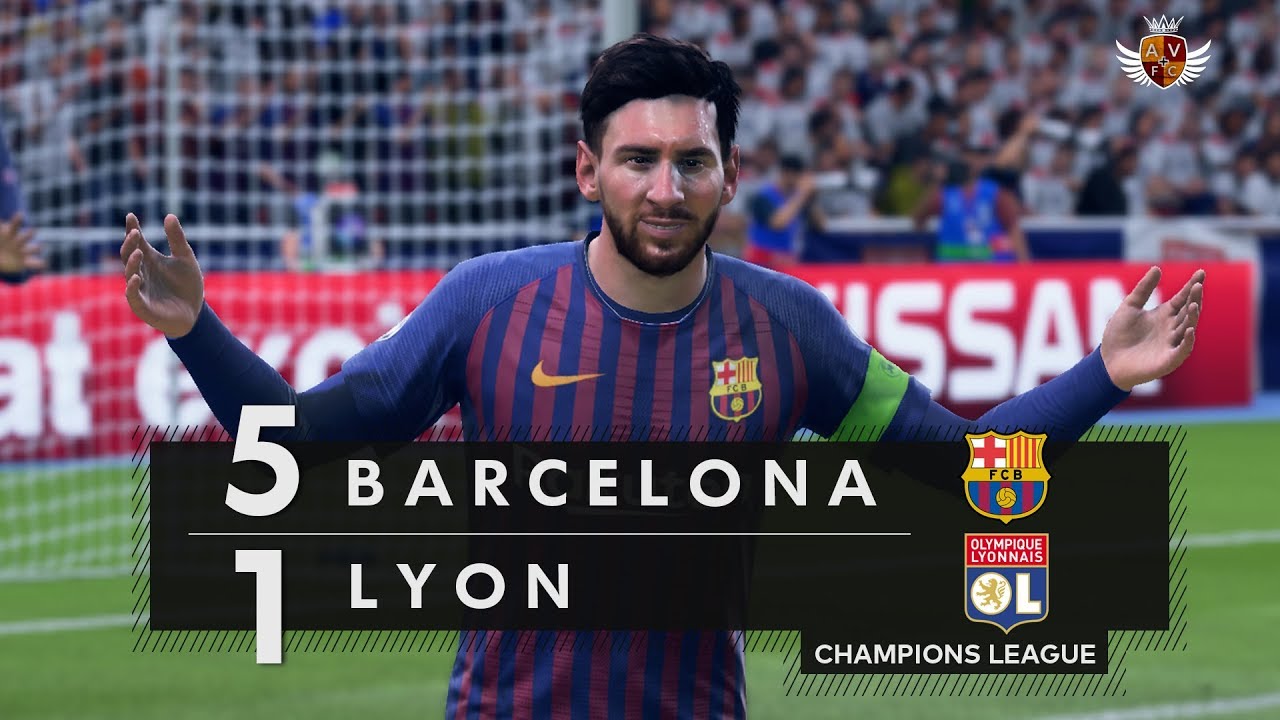 BARCELONA 5 x 1 LYON NO FIFA 19 - CHAMPIONS LEAGUE | SHOW DE MESSI