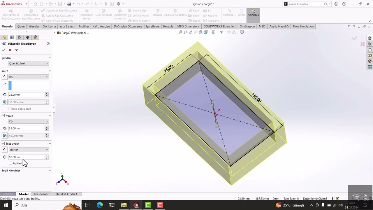 3 SolidWorks Feature Tools – Extrude
