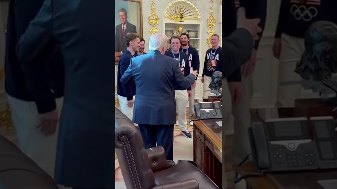 Trump greets U.S. Men&rsquo;s Olympic Hockey team to White House