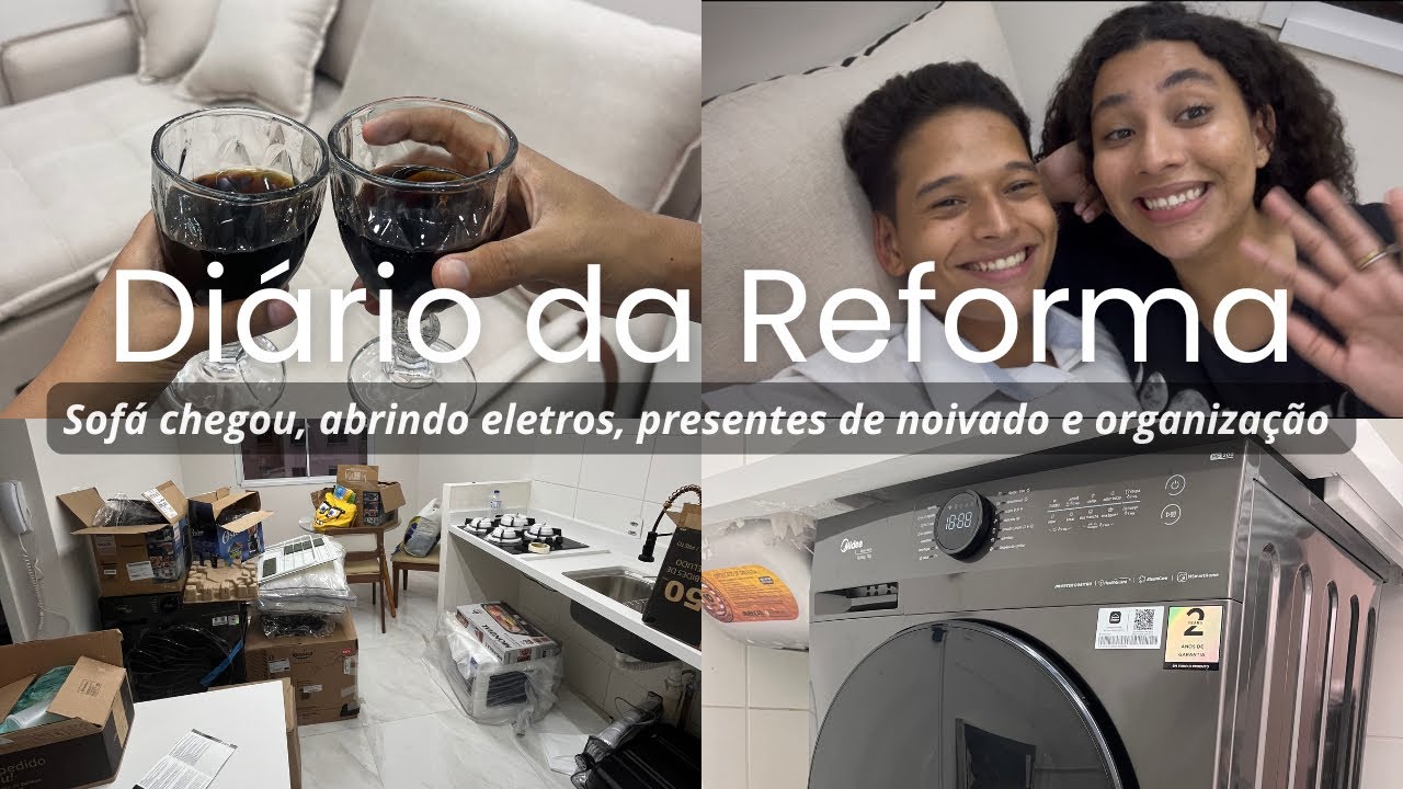 Nosso sofá chegou | Abrindo nossos eletros, presente de noivado, organização