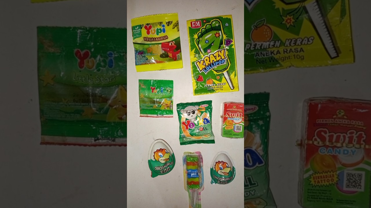 WOW🦖GREEN CANDY YUPI BABY BEARS VS KRAZY LOLLIPOP VS YUPO LITTLE STARS VS YOUKA ROLL CANDY VS NANCY