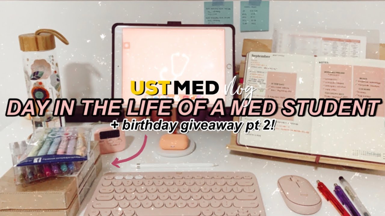 DAY IN THE LIFE OF A MED STUDENT *online 3rd year* | birthday GIVEAWAY pt. 2! | Kristine Abraham
