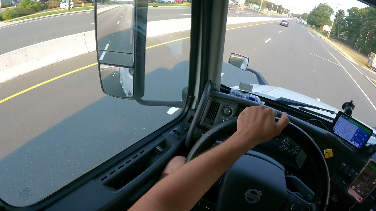 POV/ Truck driving VOLVO VNL 860 on the streets of New Jersey