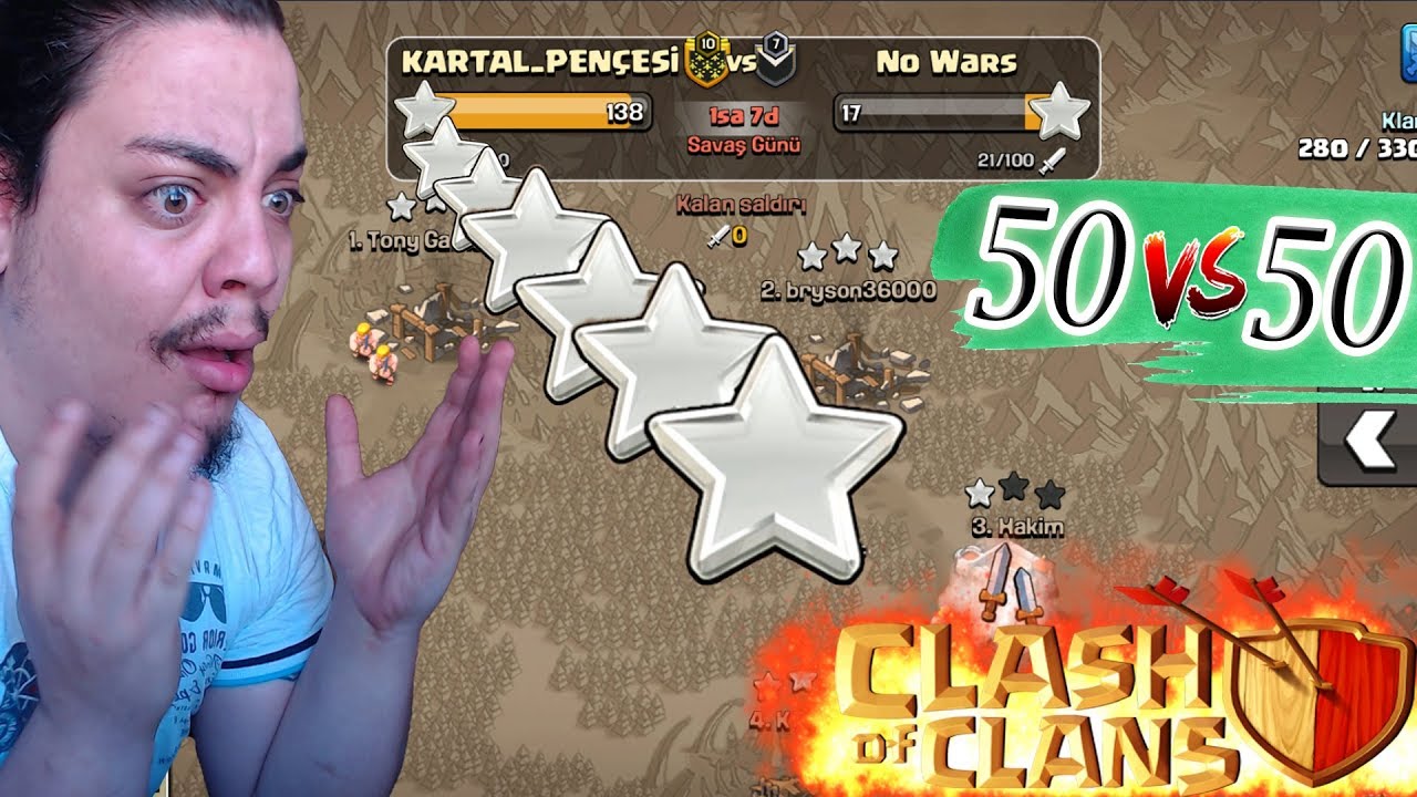3 DAKİKADA 100 YILDIZ ALDIK KOLAY KLAN SAVAŞI Clash of Clans