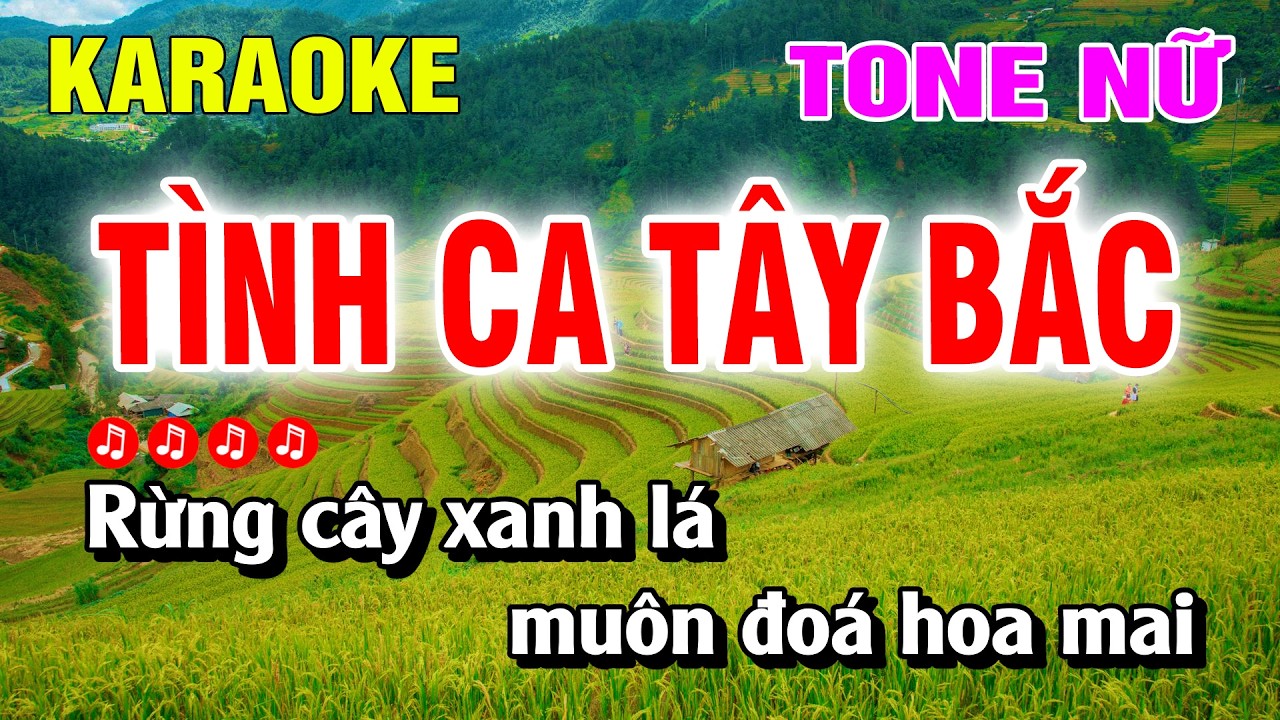 Karaoke Tình Ca Tây Bắc Tone Nữ Nhạc Sống Beat Hay | Hoàng Luân