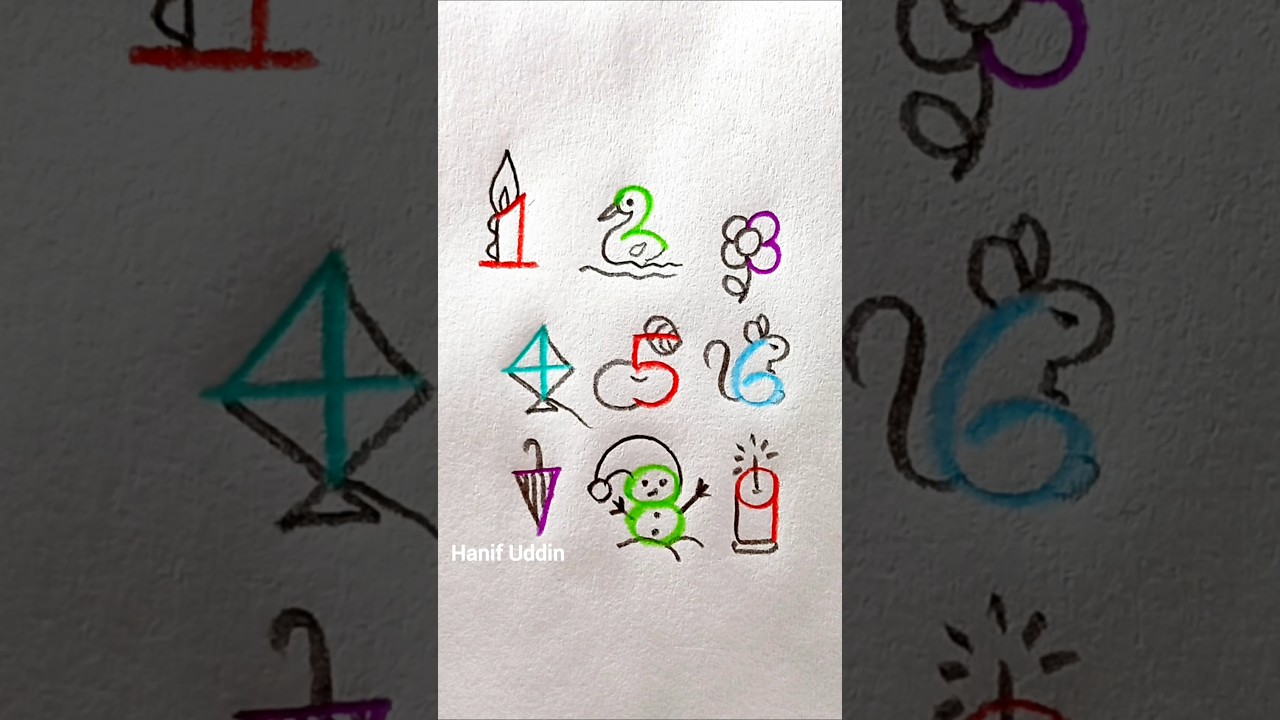 number drawing (1 to 9) #drawing  #easynumberdrawing #artist #artwork #draw #art