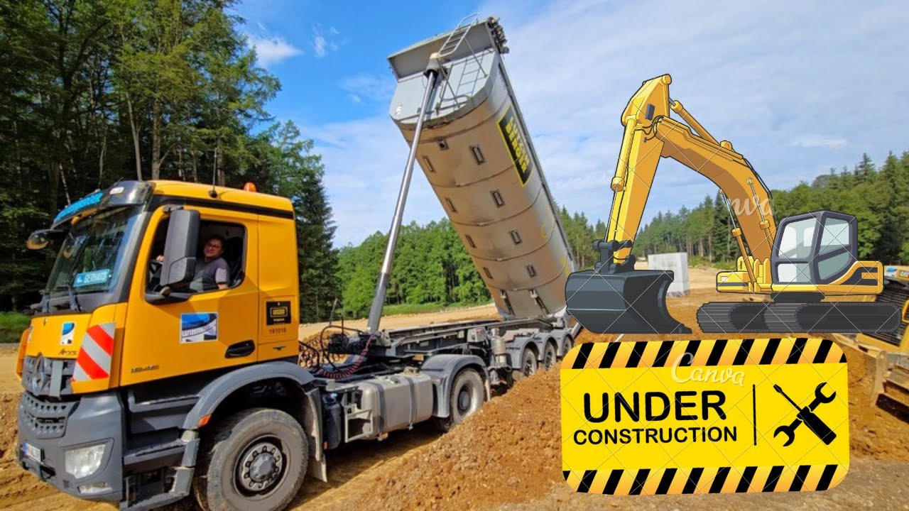 Hochwasserschutz XXL+ "Staudamm-Bau "mit Liebherr Bagger & CAT & BOMAG & Volvo + MF & Lkw DB & MAN !