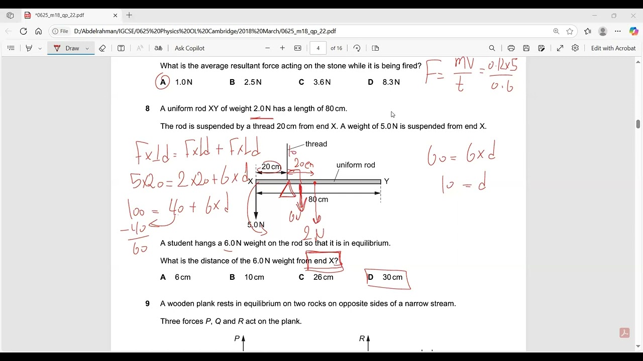 IGCSE Physics 0625/22/F/M/18