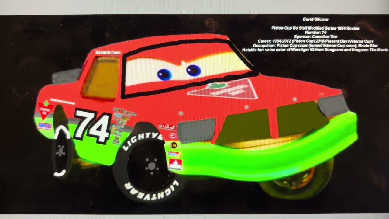 David Oilcans: Canadian Tire racer #74 (Cars 1) Voice