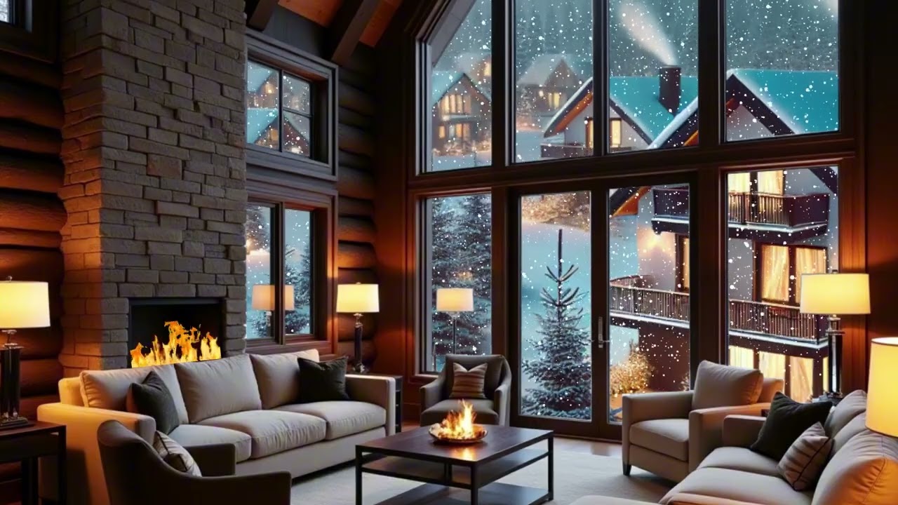 Cozy Winter Home Ambience Peaceful Worship Music & Crackling Fireplace for Prayer, Study, Relaxation