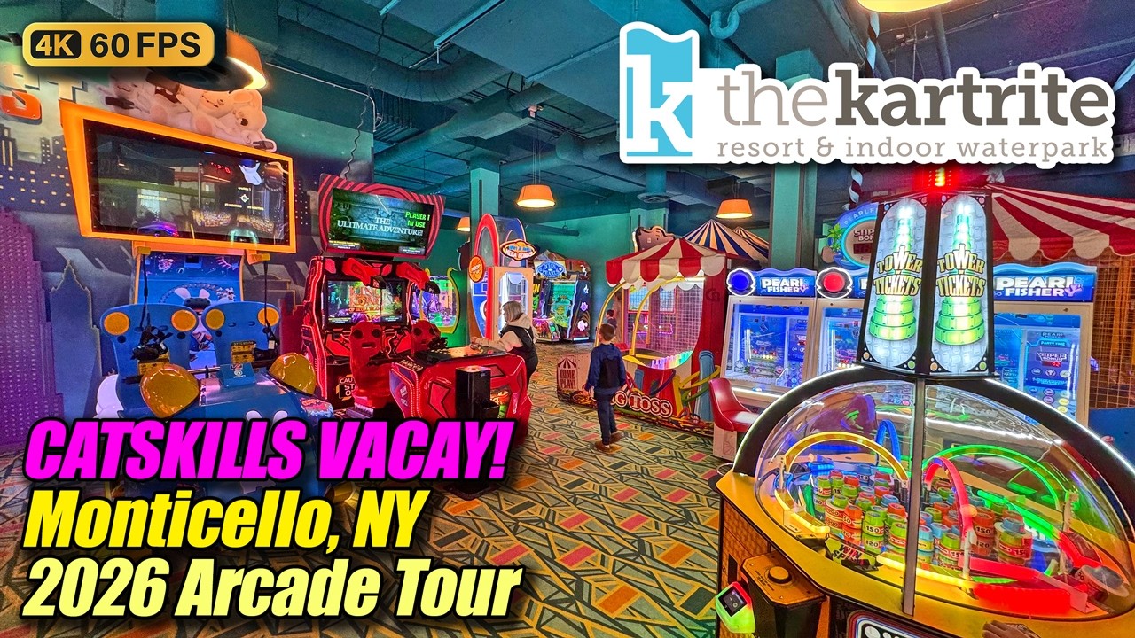 The Kartrite Resort (Monticello NY), February 2026 arcade tour, new 4K full walkthrough