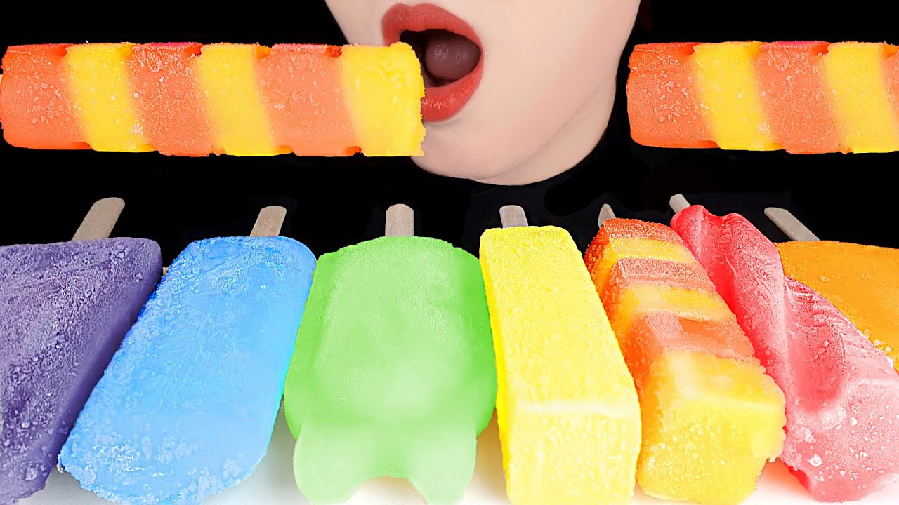 ASMR RAINBOW ICE CREAM *SCREW BAR, JAWS BAR, MELONA* MUKBANG 무지개 아이스크림 *스크류바, 죠스바* 먹방 EATING SOUNDS