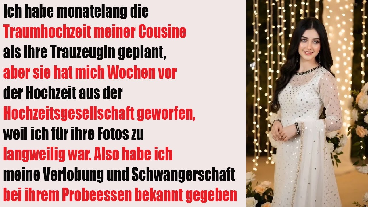 Ich plante monatelang die Traumhochzeit meiner Cousine – dann warf sie mich plötzlich raus