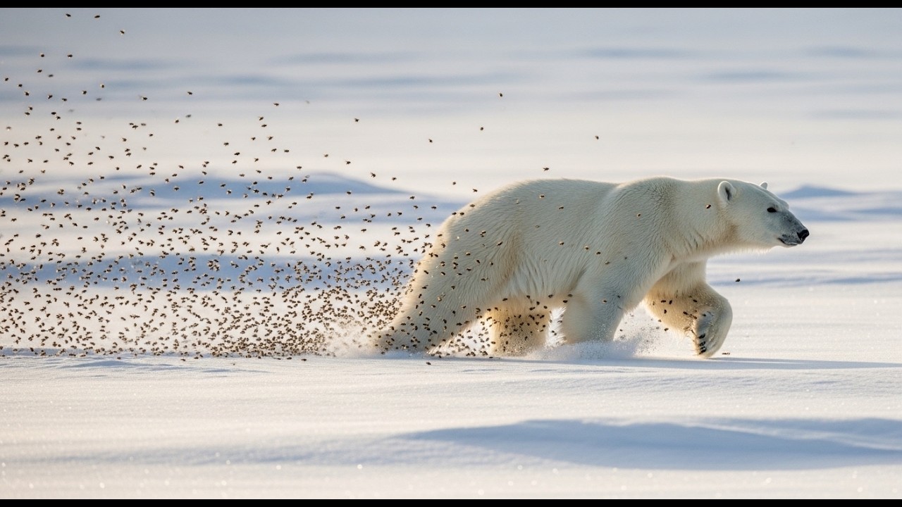 Brave Baby Polar Bear Leads Rescue Man to Save Mother from Swarm of Bees