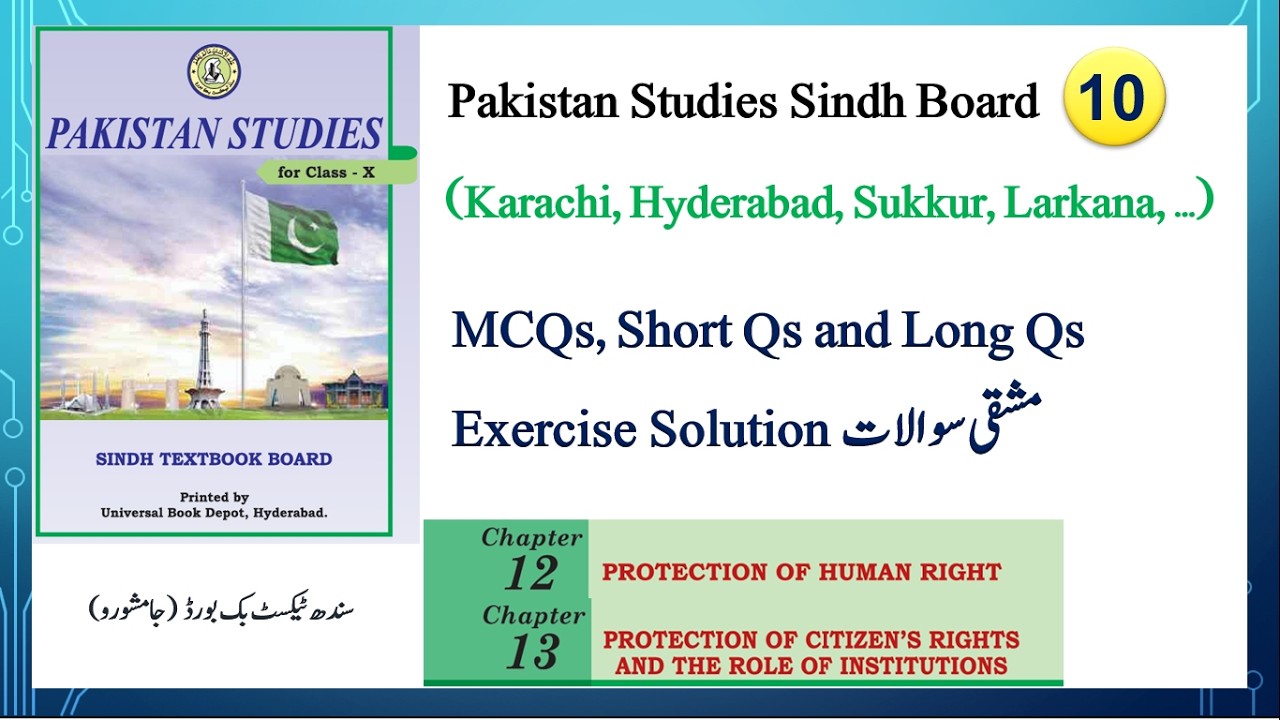 Pakistan Studies Class 10 Chapter 12 and 13 in english Sindh Board - Objectives, Short Qs, Long Qs