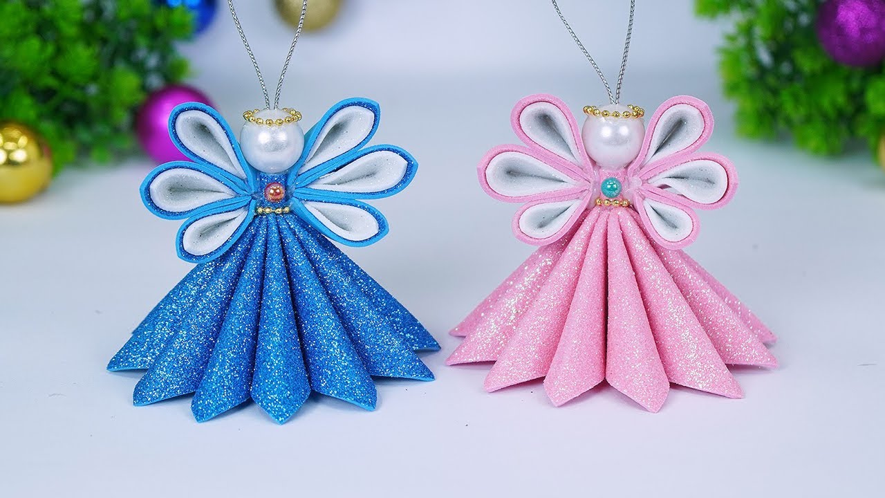 Cute Christmas Angel Ornaments🎄Decoración Navideña With Glitter Foam Sheet🎄Рождественский АНГЕЛ