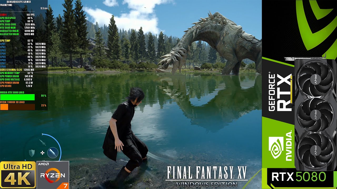 Final Fantasy XV, High Settings, HD Textures, 4K | RTX 5080 | 9800X3D 5.6GHz