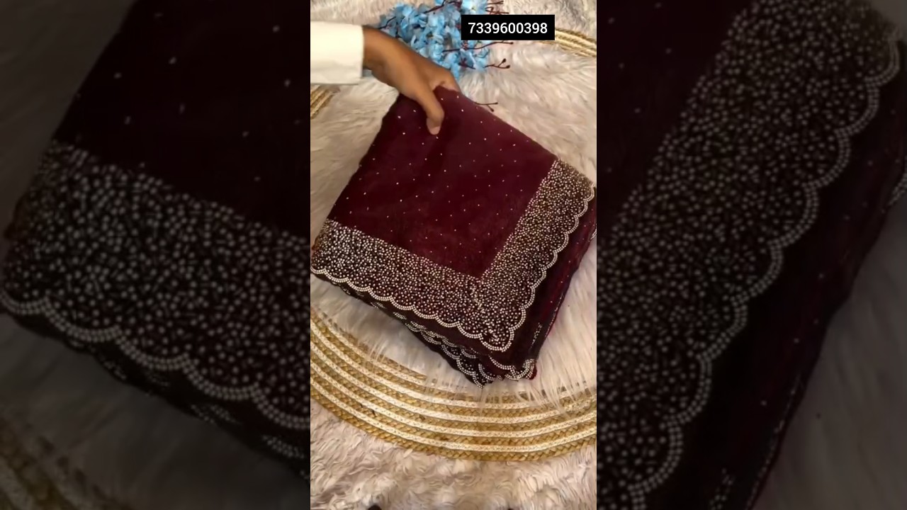 7094324109&hearts;️🤎#wine#spacesilk#unboxing#designersaree#trending#chrunchychiffon#vichitrasilk