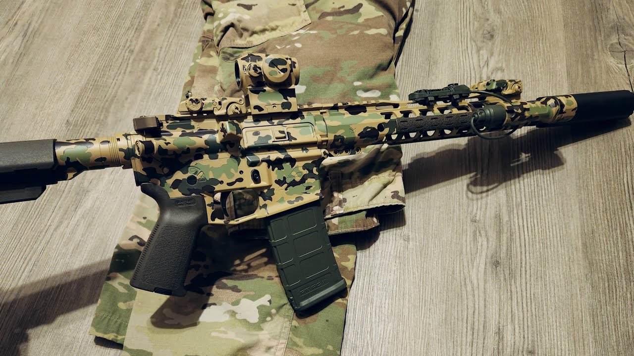 Spray Paint Multicam on a Rifle