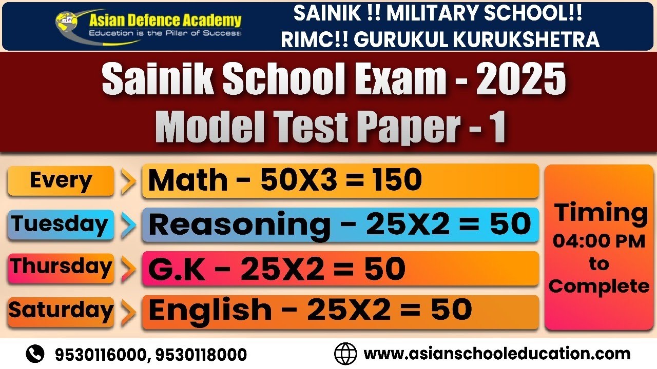 Mock Test 1 For Sainik school exam 2025 | Maha Marathon #sainikschoolentrancecoaching