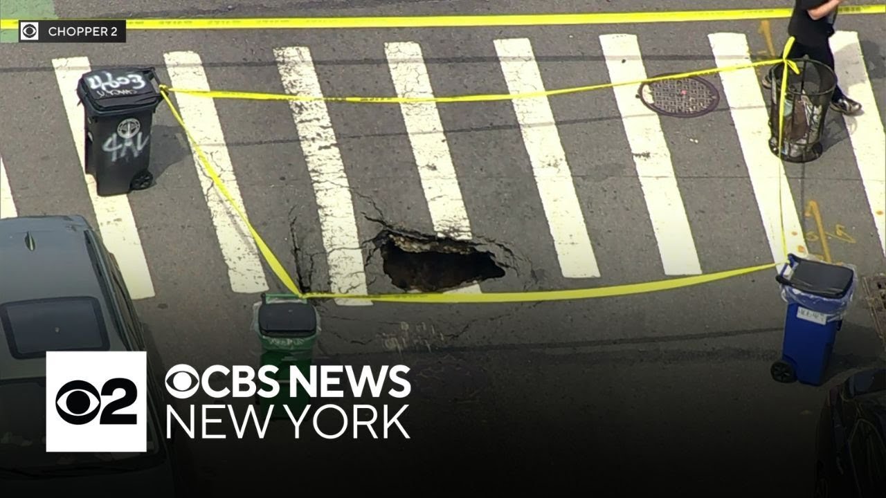 Sinkhole causes partial street collapse in Sunset Park, Brooklyn