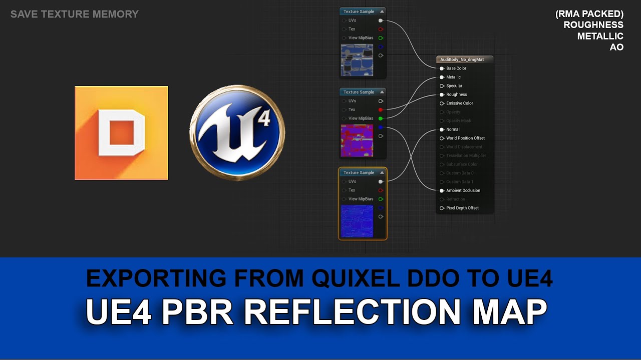 Setup Unreal engine 4 PBR Reflection Map tutorial - DDO to UE4 - RMA Packed