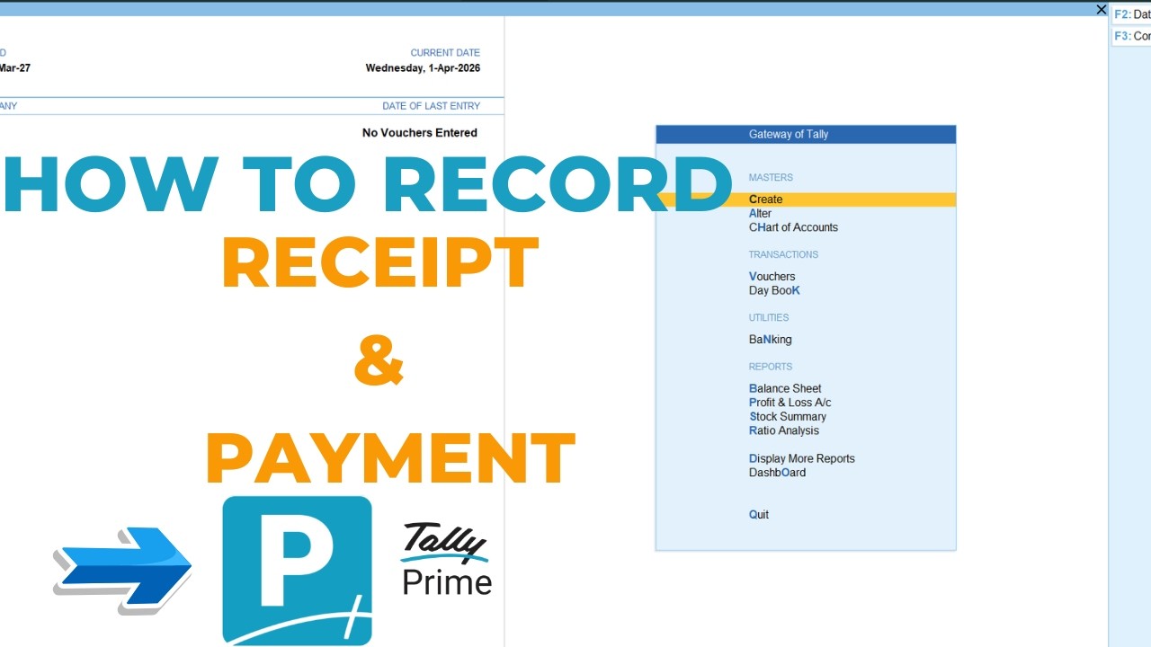 How to Record Receipt and Payment in Tally Prime.(part-2) #tallyprime #education #quiz #test #tally