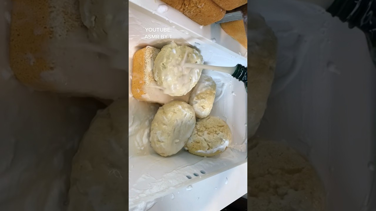 ✨ RINSING WITH RECYCLED PINE MIX ✨ video by ASMR BY T #asmr #spongesqueezing  #asmrspongesqueezing
