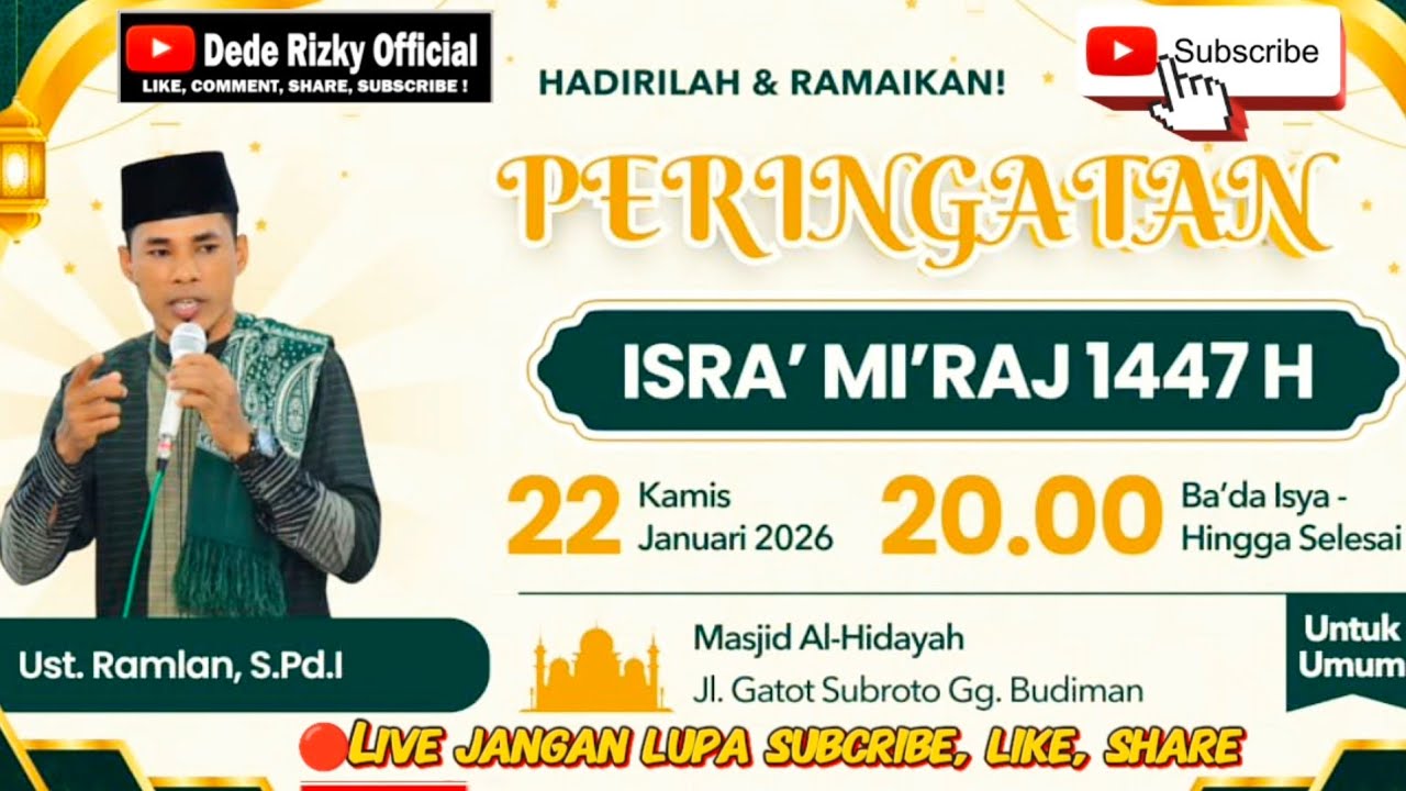 🔴Live Peringatan Isra mi'raj 1447 H Penceramah Ust.Ramlan, S.Pd.i M.Pd Masjid Al Hidayah Bengkalis