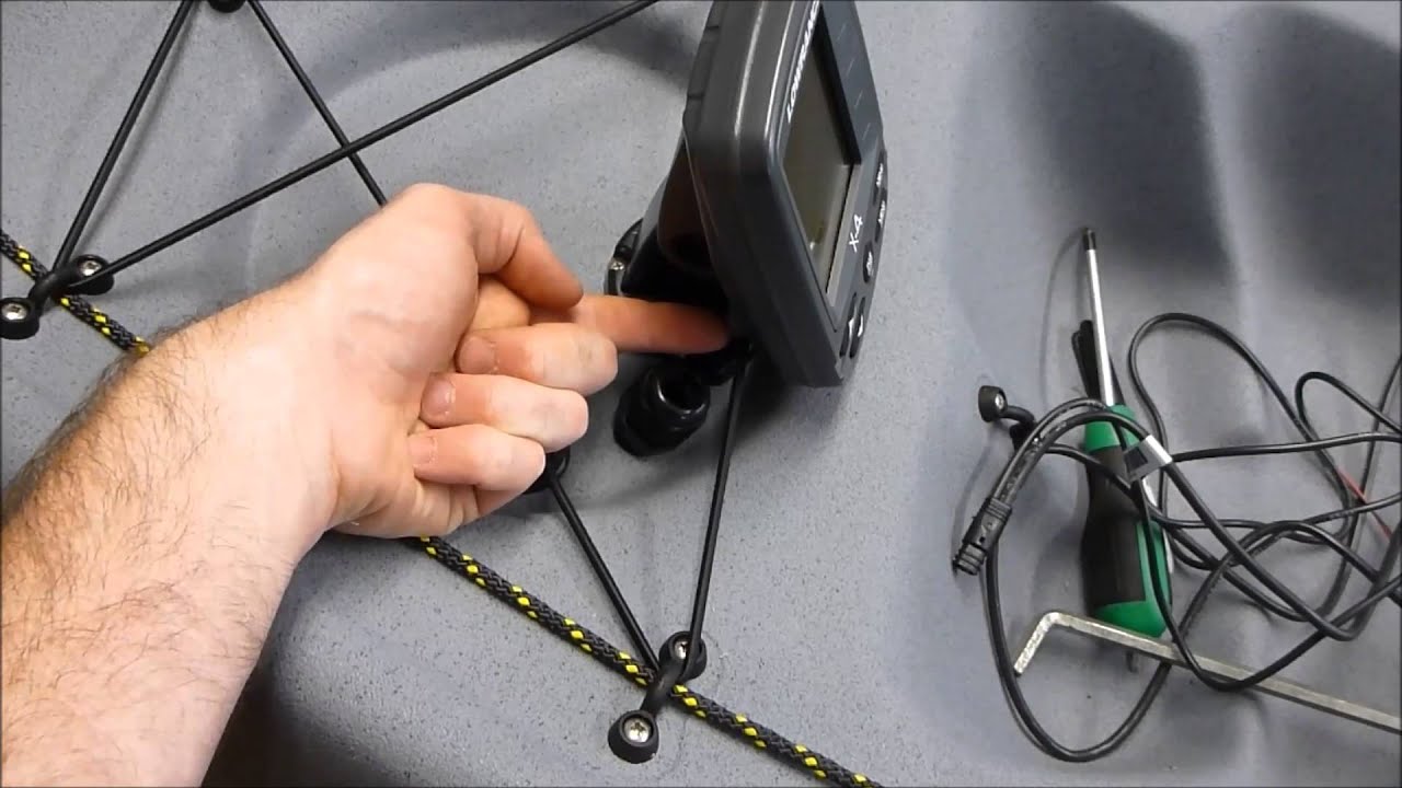 Installing a Lowrance X-4 fish finder on a kayak with in-hull transducer