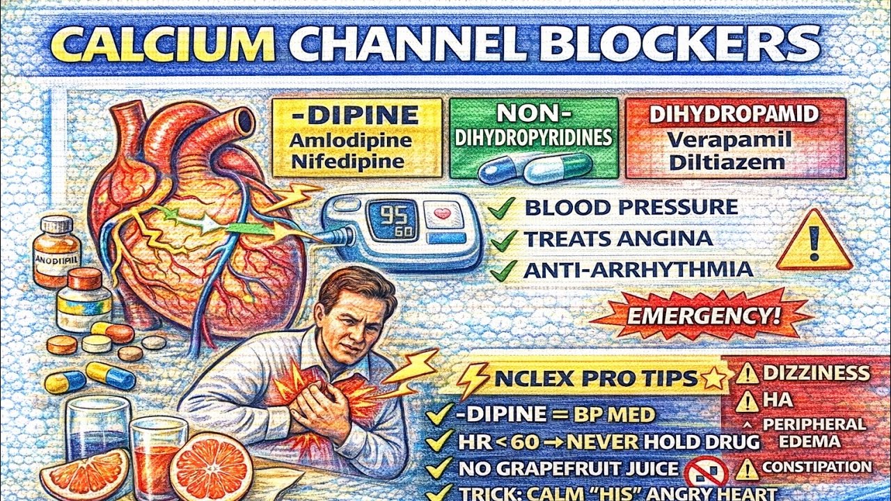 Calcium Channel Blockers (CCBs) Explained | Uses, Types, Side Effects & NCLEX Pro Tips