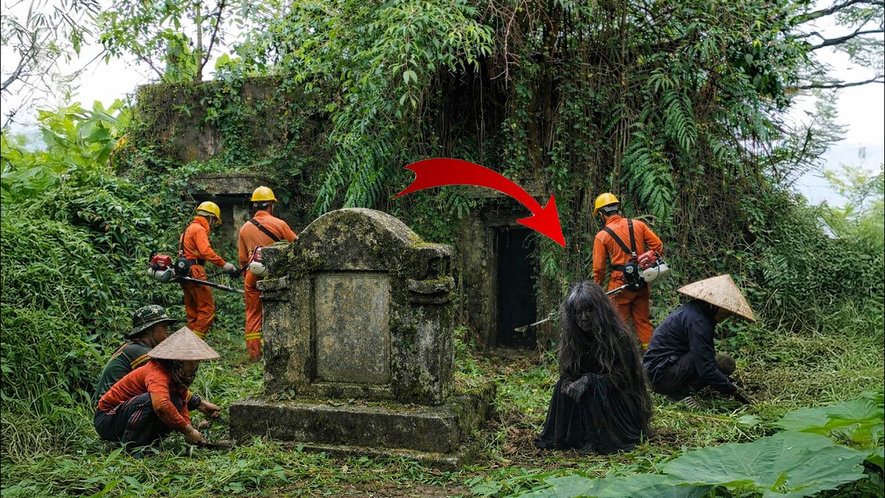 Time Lapse: Cleaning an Ancient Overgrown Grave Reveals a Mysterious Figure Nearby