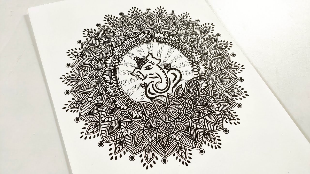 How to draw Mandala for Beginners | Easy mandala drawing | lord ganesha doodle | mandala stepbystep