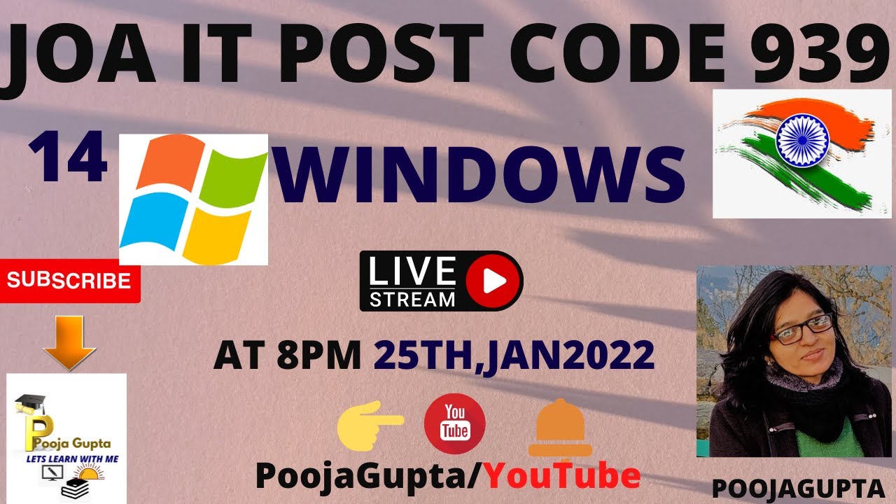 WINDOWS OPERATING SYSTEM  / HPJOA(IT)  / JOA(IT) CRASH COURSE  -939 /  HPJOA(IT) / BY POOJA