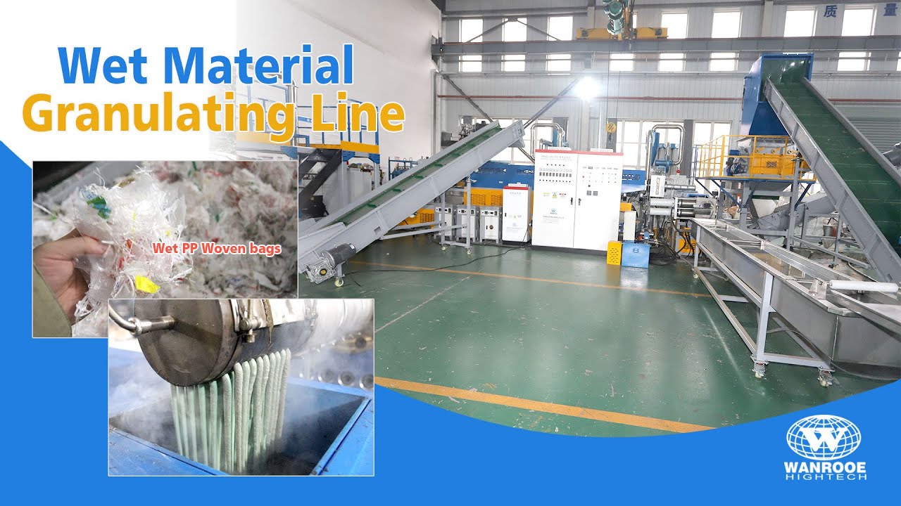 Double-Stage Pelletizing Line for Wet Printed LDPE Film(rolls,loose,bundled) with Little Dirty