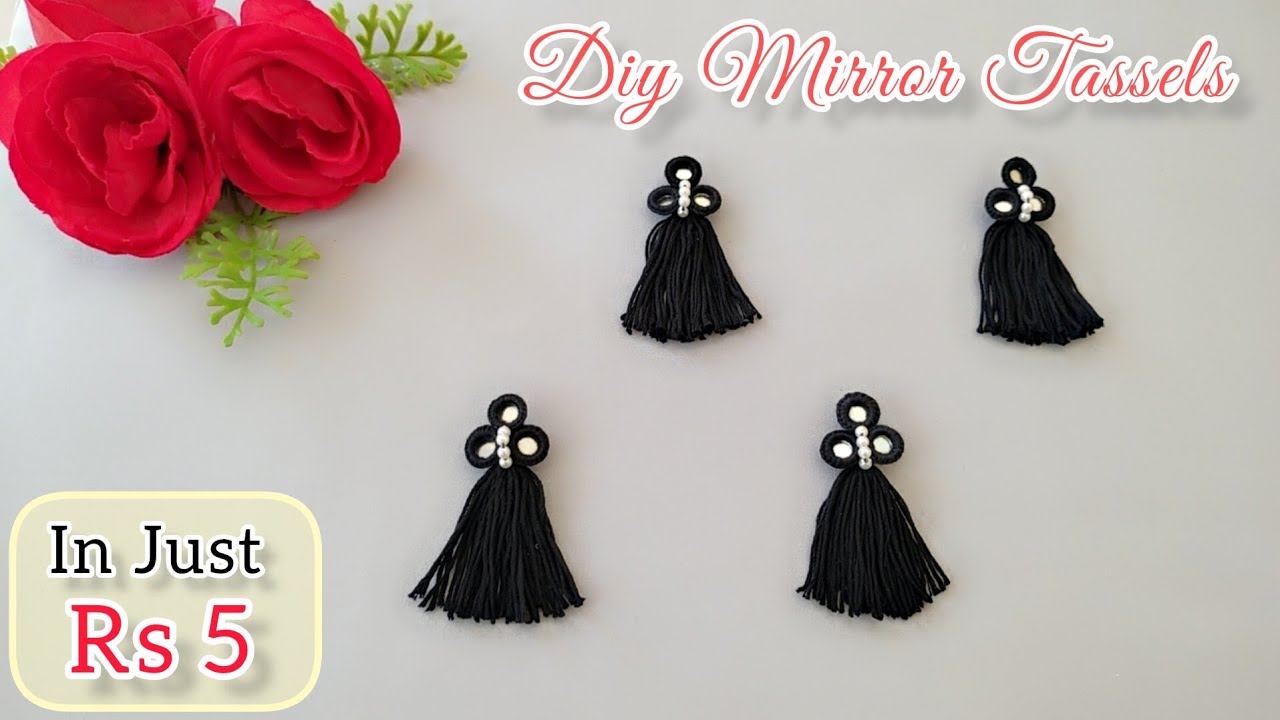 DIY tassels with mirrors and pearls | Mirror work latkan making | DIY tassels | Easy thread tassels