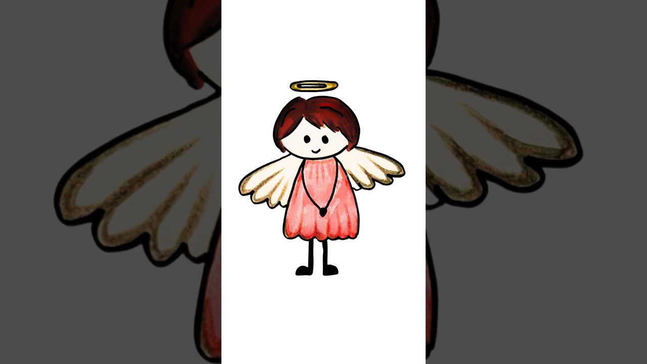 Draw an angel #cutedrawing #angel #easydrawing #drawingtutorial #cuteandeasyart #art #kidsvideo #fun