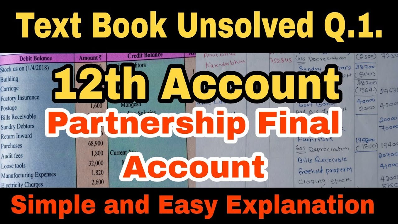 12th BK Partnership Final Account || Text Book Unsolved Q.1. Salution || Atul Sir | 12th BK
