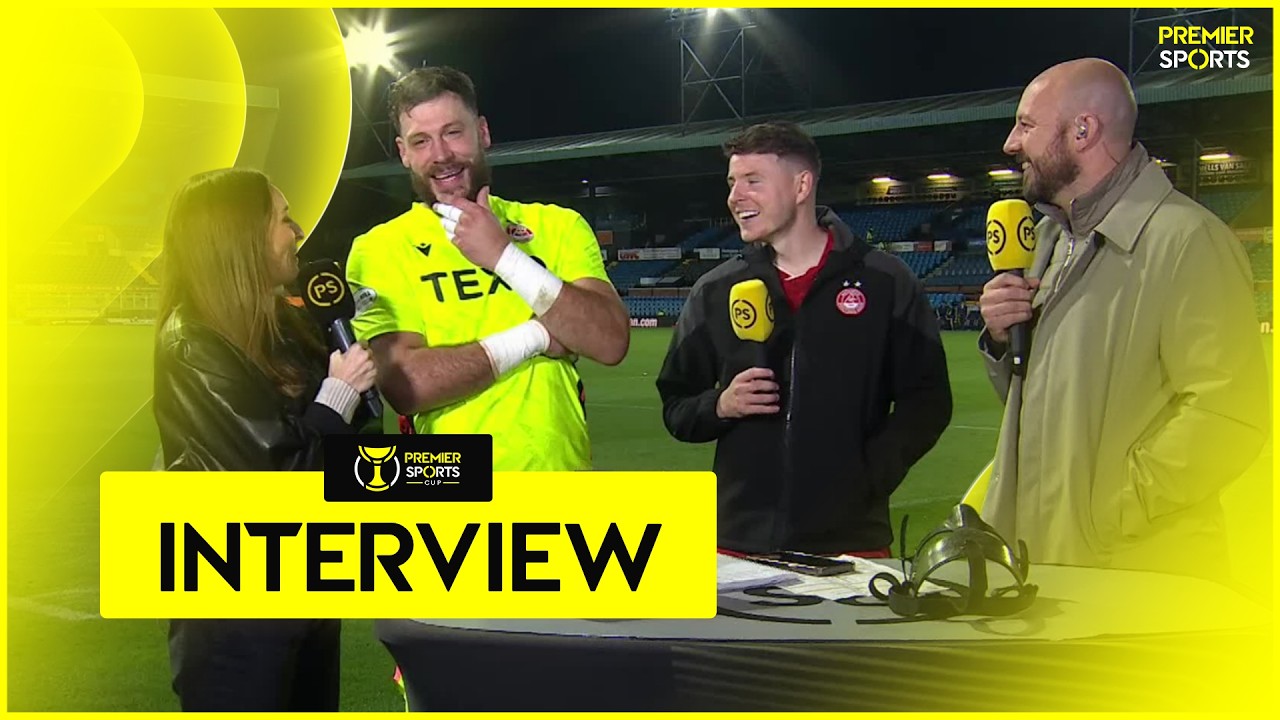 Aberdeen's Marius M&uuml;ller and Kevin Nisbet react to penalty shootout win over Kilmarnock
