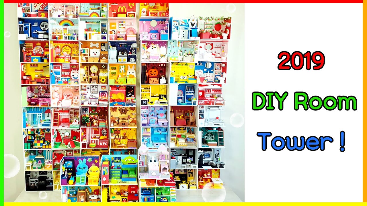 2019 DIY Miniature Dollhouse Room Collection ! Miniature Room Tower !!