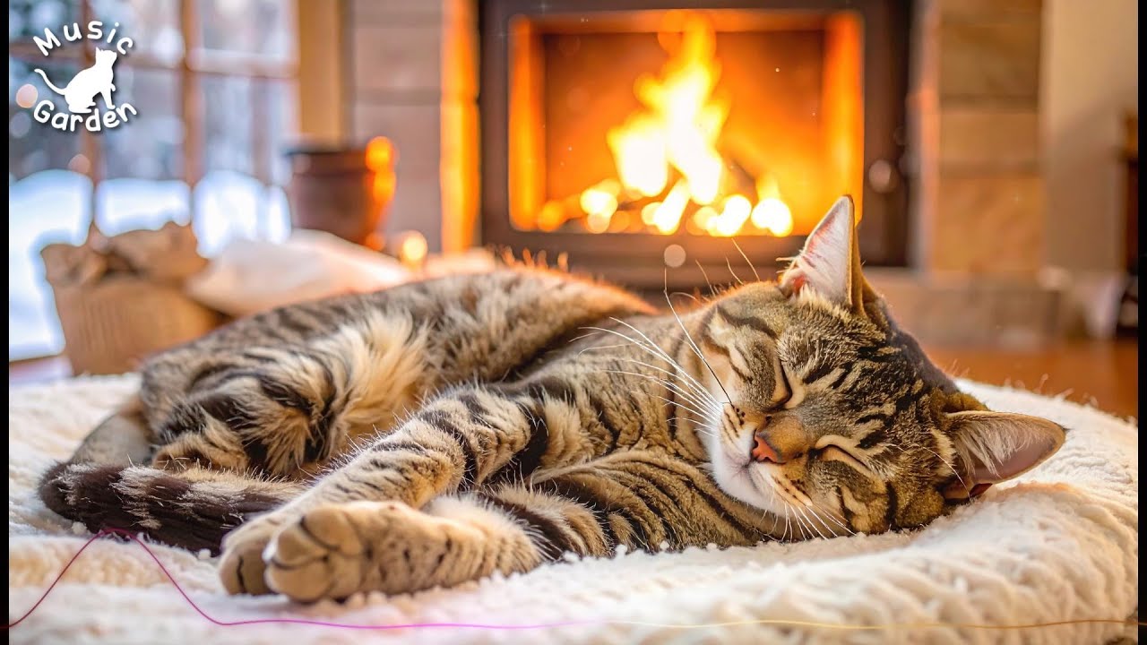 Calm Piano for Sleeping Cats 🐾 | By the Cozy Fireplace 🔥 — Relax & Sleep 🎹（猫のためのやさしいピアノ｜暖炉のそばで）