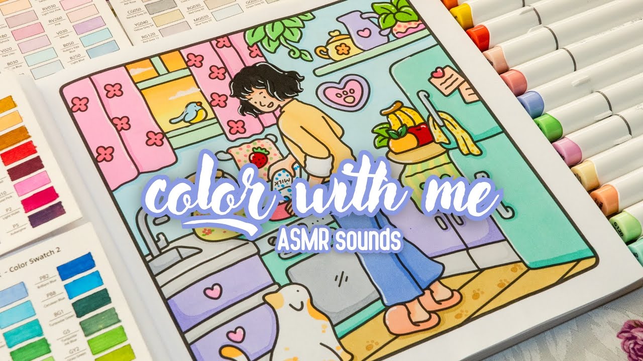 Color with me 🐈🩷 Cozy Kitchen Moments from 'Girl Moments' by Coco Wyo with Ohuhu markers ✍🏻