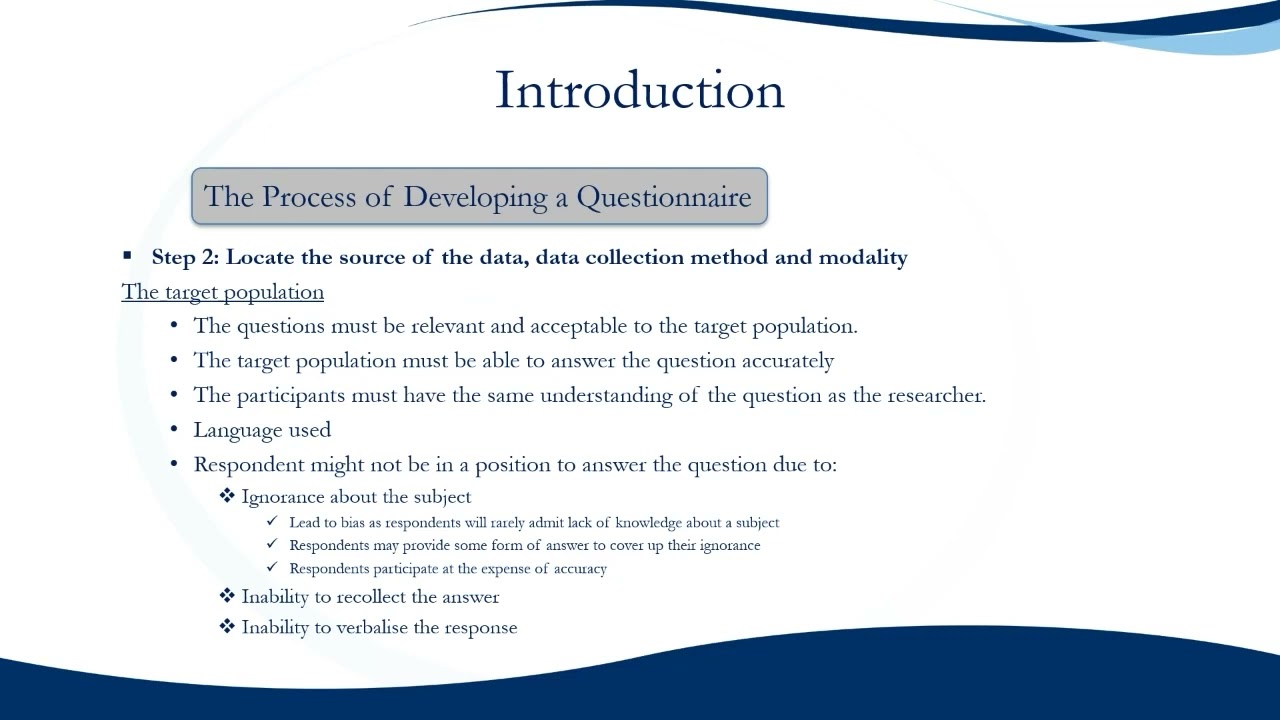 M&D Research Training workshop - Stats - Questionnaire Design