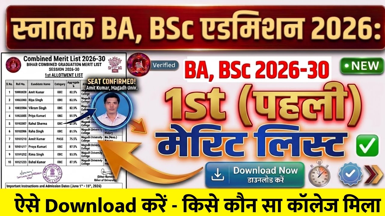 BA, BSc 1st Merit List 2026: Dates Released for All Universities | When Will Bihar UG First Merit...