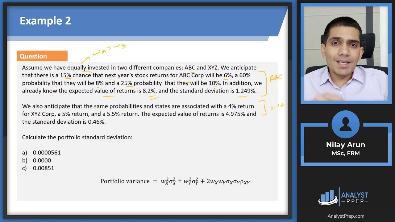 Portfolio Return and Variance (Calculations for CFA® and FRM® Exams)