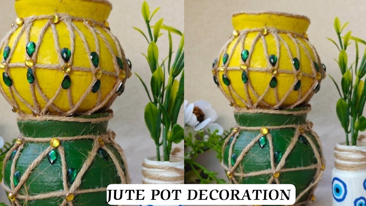 JUTE POT DECORATION 🏺|Jute Craft | DIY JuteCraft Ideas | Best Out of Waste | Jute ropecraft ideas