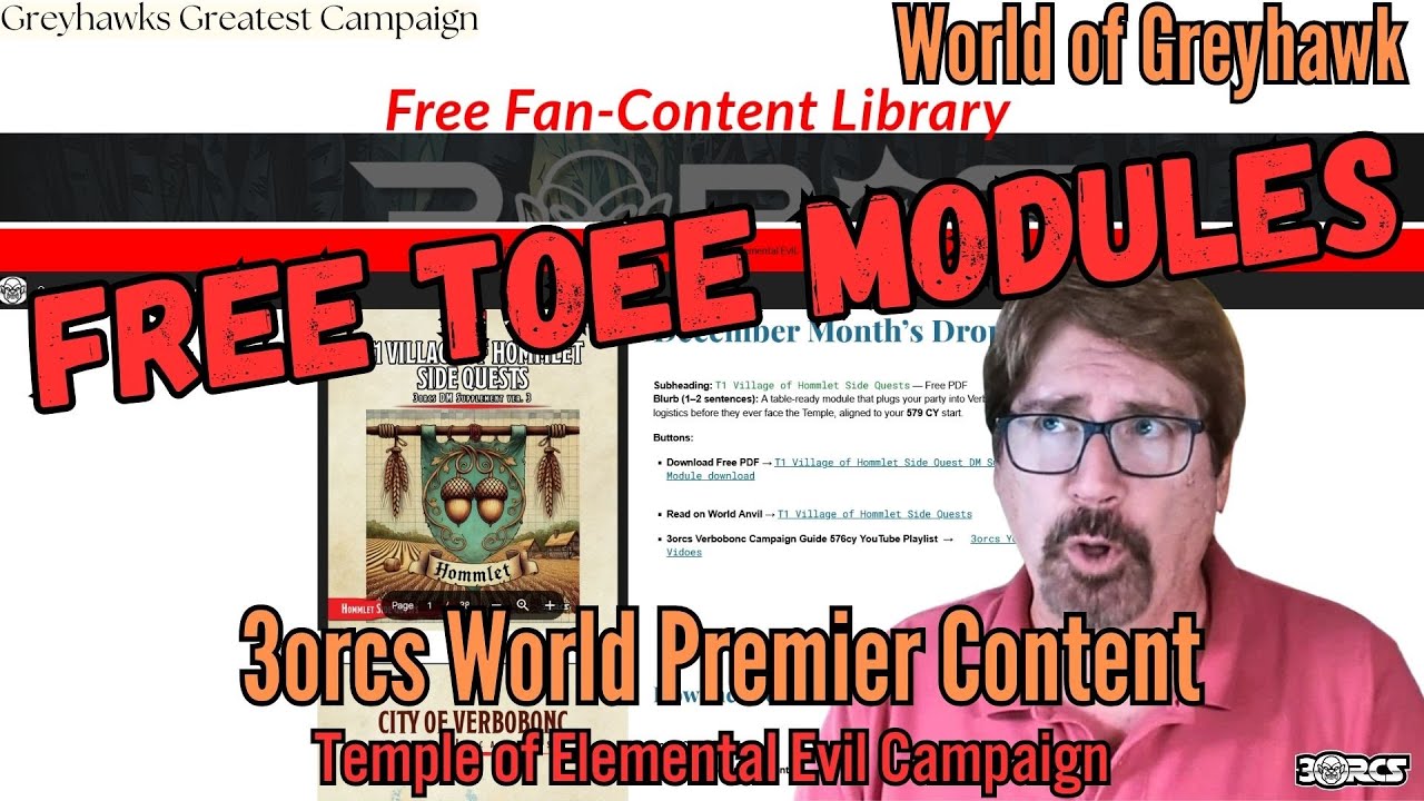 3orcs Free Fan DnD Content #1 — Hommlet Side Quests for Temple of Elemental Evil (Download Inside)